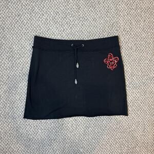 Vintage Y2K Black and Red drawstring mini skirt